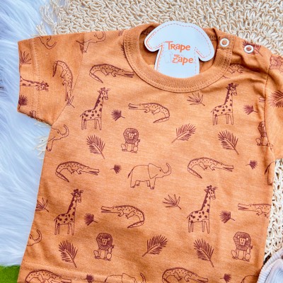 Conj. Camiseta Savana e Bermuda Canelada - Ferrugem